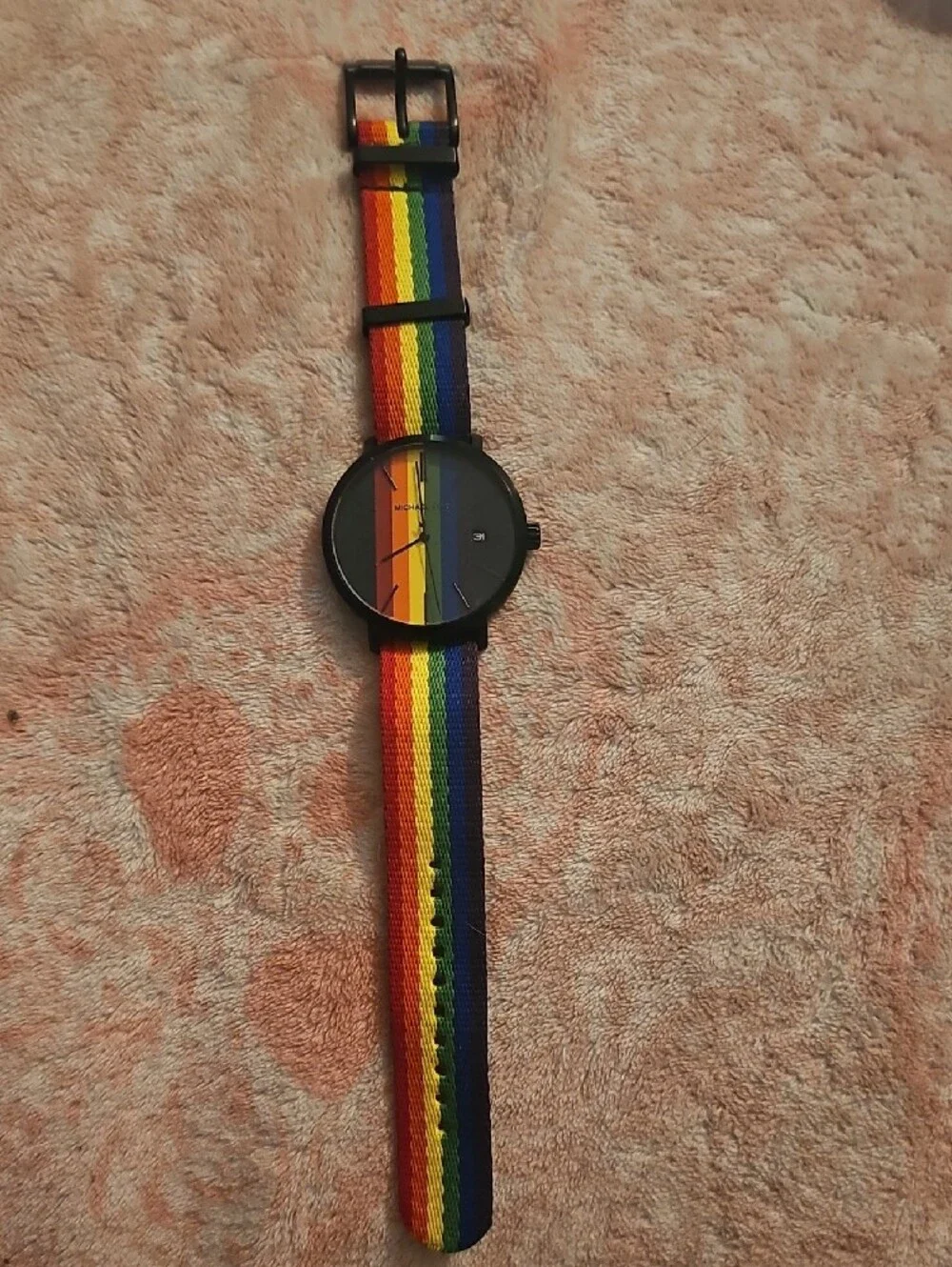Michael Kors Unisex Rainbow Stripe Watch - Black Case